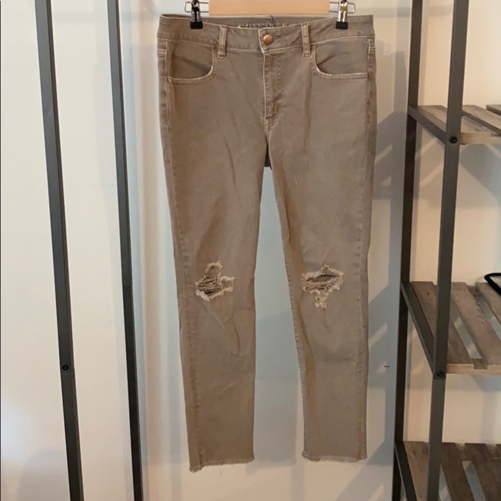 Gray Wash American Eagle Jegging Crop